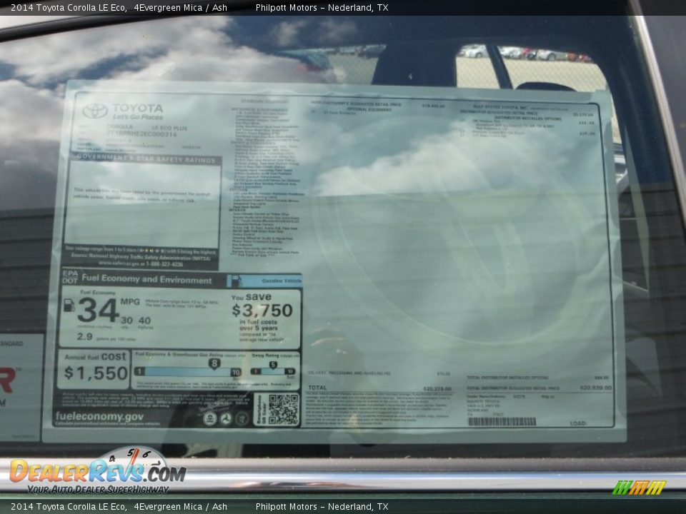 2014 Toyota Corolla LE Eco Window Sticker Photo #36