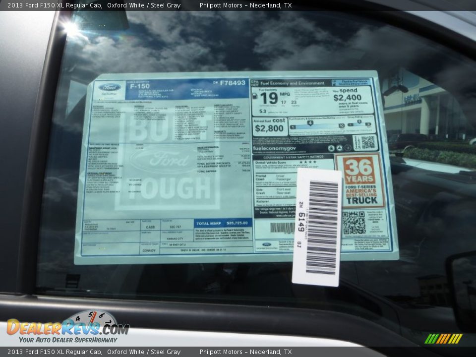 2013 Ford F150 XL Regular Cab Oxford White / Steel Gray Photo #31