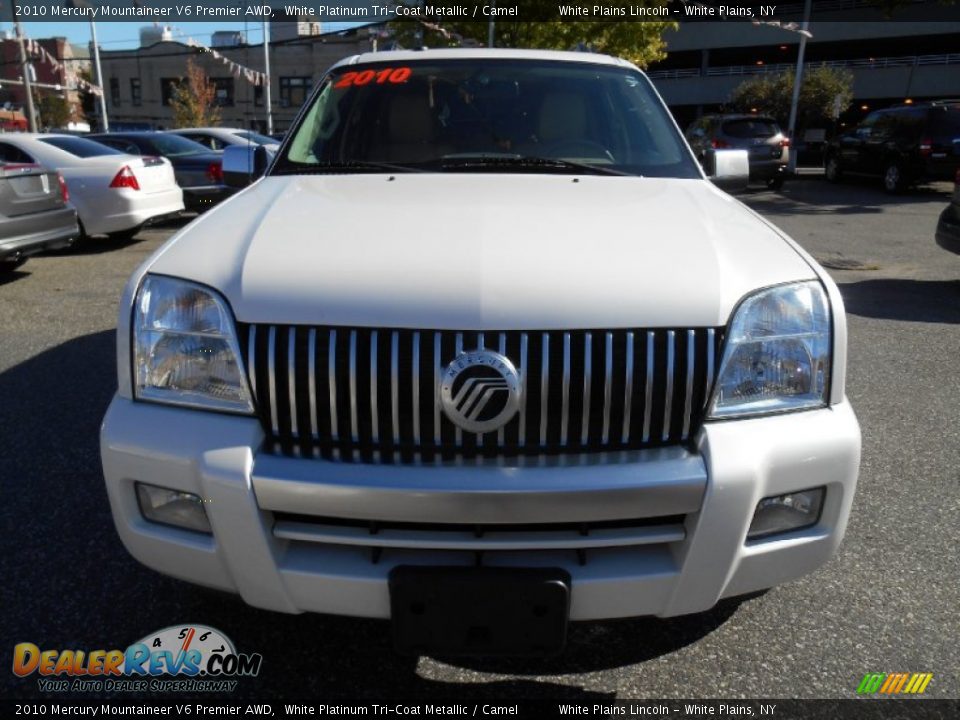 2010 Mercury Mountaineer V6 Premier AWD White Platinum Tri-Coat Metallic / Camel Photo #2