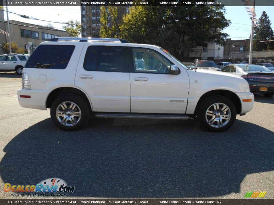 2010 Mercury Mountaineer V6 Premier AWD White Platinum Tri-Coat Metallic / Camel Photo #3