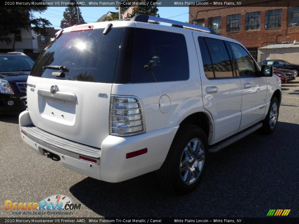 2010 Mercury Mountaineer V6 Premier AWD White Platinum Tri-Coat Metallic / Camel Photo #5