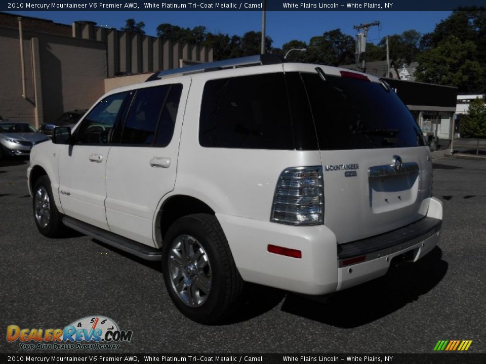 2010 Mercury Mountaineer V6 Premier AWD White Platinum Tri-Coat Metallic / Camel Photo #7