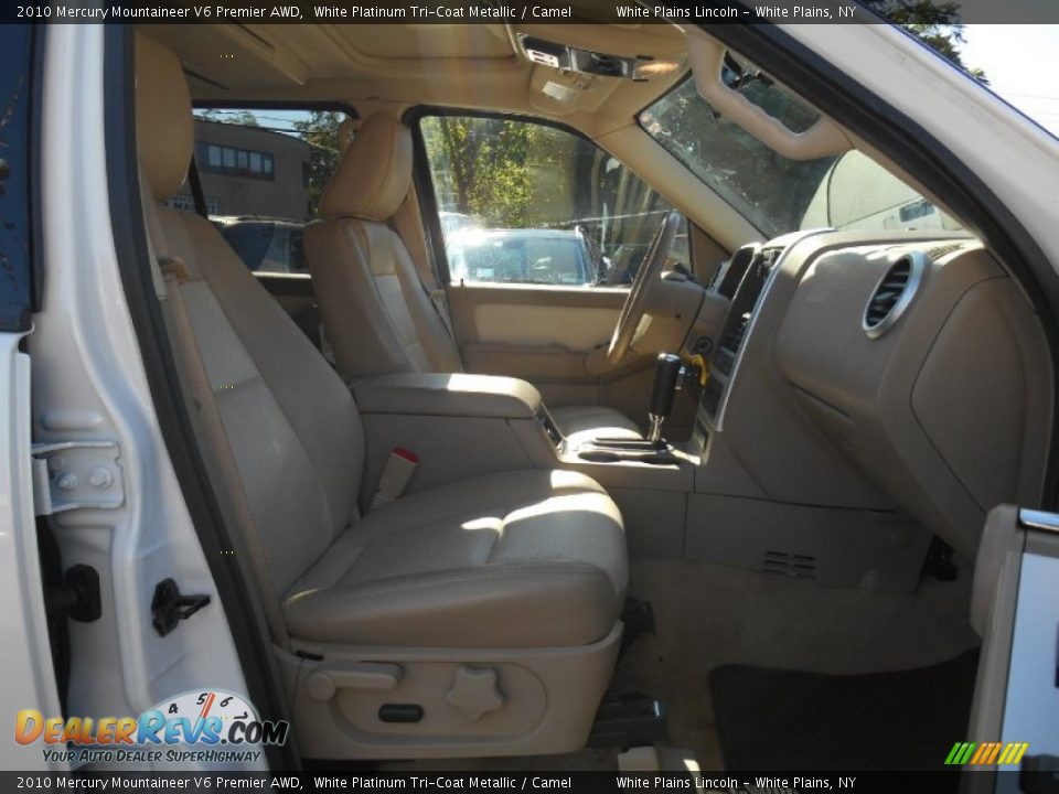 2010 Mercury Mountaineer V6 Premier AWD White Platinum Tri-Coat Metallic / Camel Photo #12