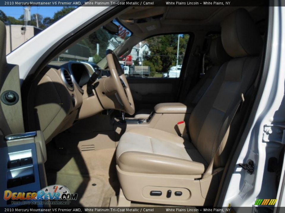 2010 Mercury Mountaineer V6 Premier AWD White Platinum Tri-Coat Metallic / Camel Photo #15