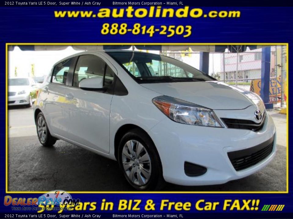 2012 Toyota Yaris LE 5 Door Super White / Ash Gray Photo #1