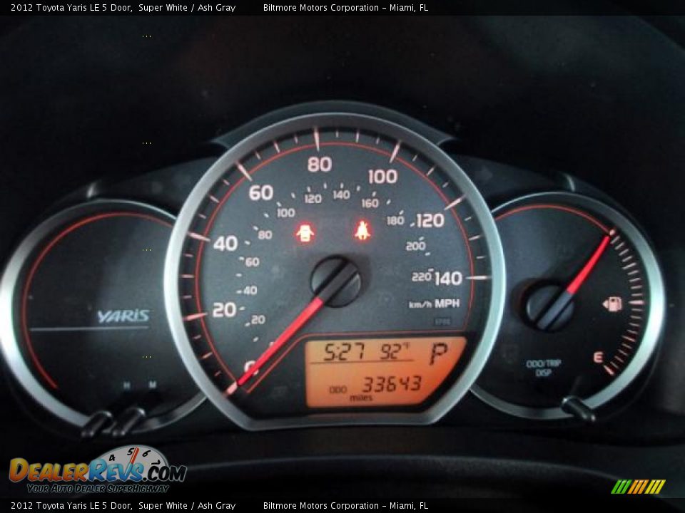 2012 Toyota Yaris LE 5 Door Super White / Ash Gray Photo #16