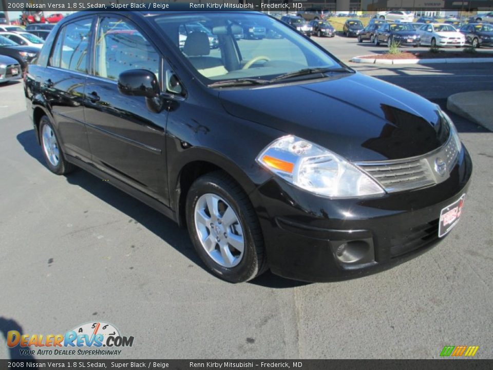 2008 Nissan Versa 1.8 SL Sedan Super Black / Beige Photo #1