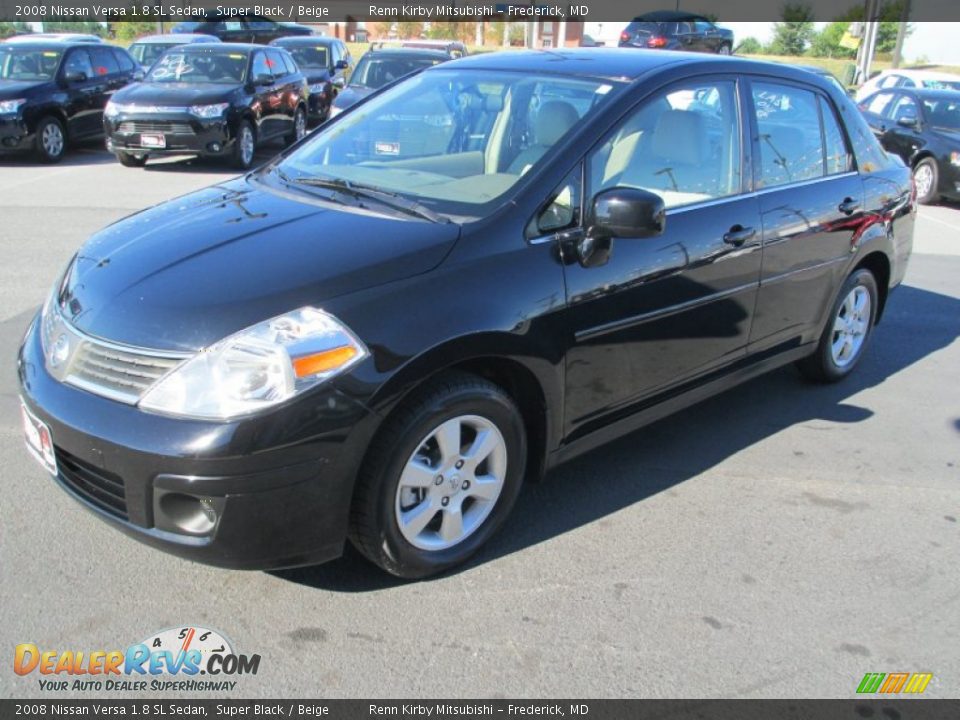 2008 Nissan Versa 1.8 SL Sedan Super Black / Beige Photo #3