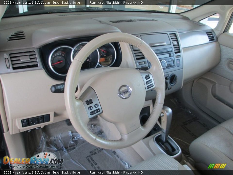 2008 Nissan Versa 1.8 SL Sedan Super Black / Beige Photo #11