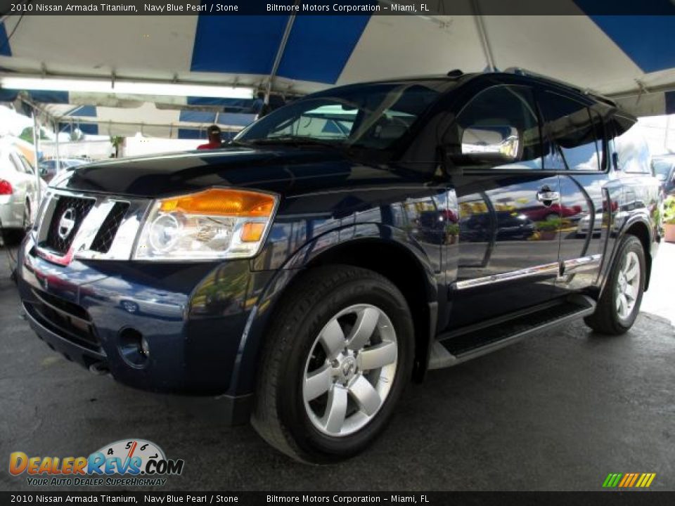 2010 Nissan Armada Titanium Navy Blue Pearl / Stone Photo #3