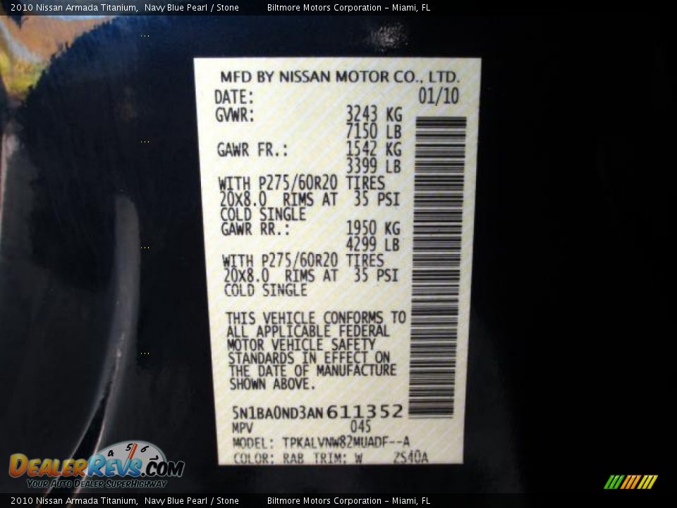 2010 Nissan Armada Titanium Navy Blue Pearl / Stone Photo #24