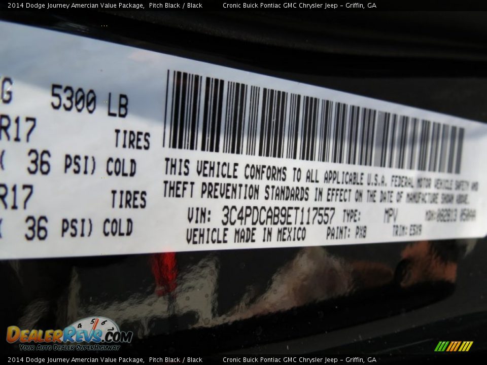 2014 Dodge Journey Amercian Value Package Pitch Black / Black Photo #19