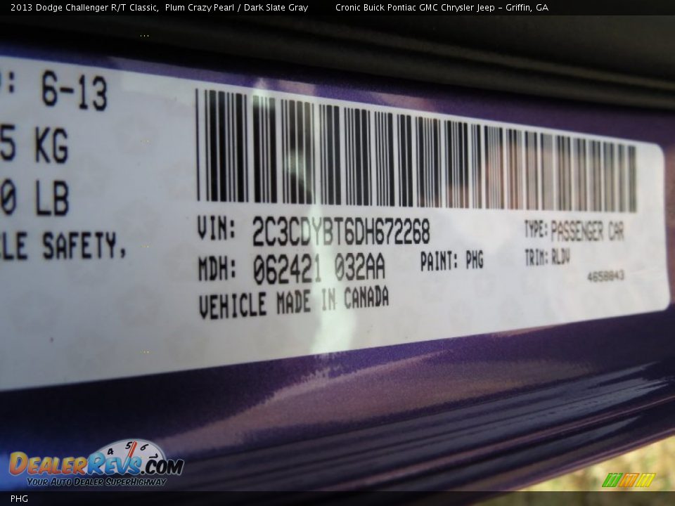 Dodge Color Code PHG Plum Crazy Pearl