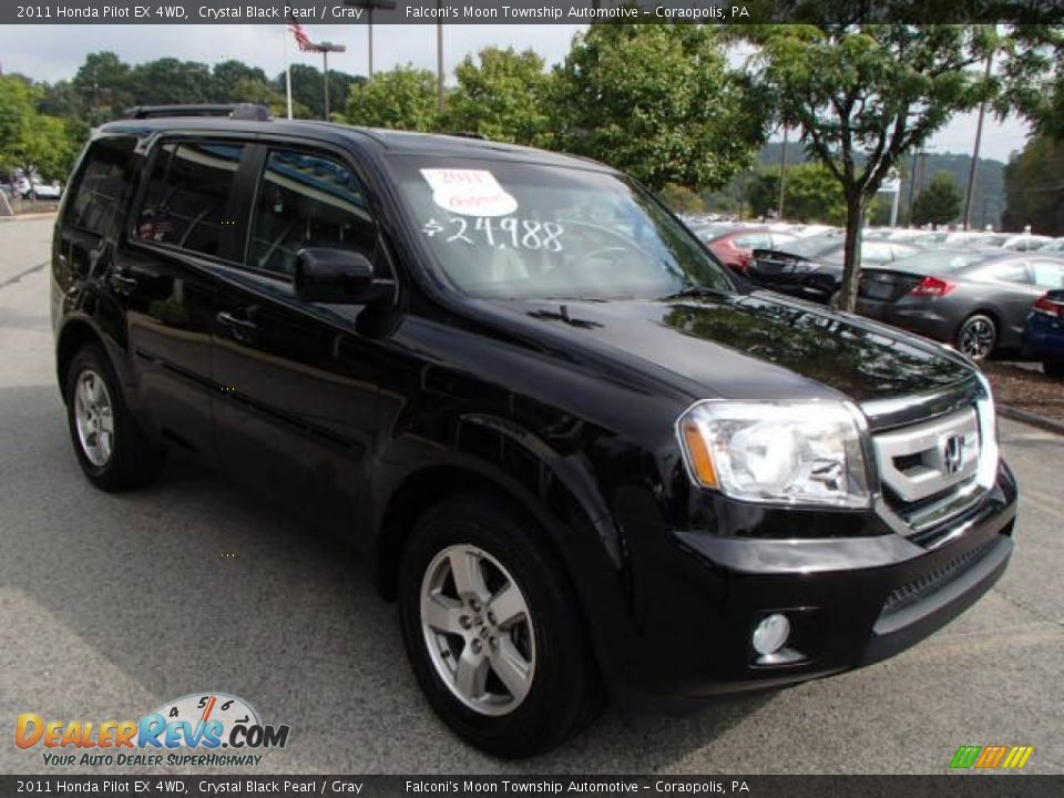 2011 Honda Pilot EX 4WD Crystal Black Pearl / Gray Photo #3