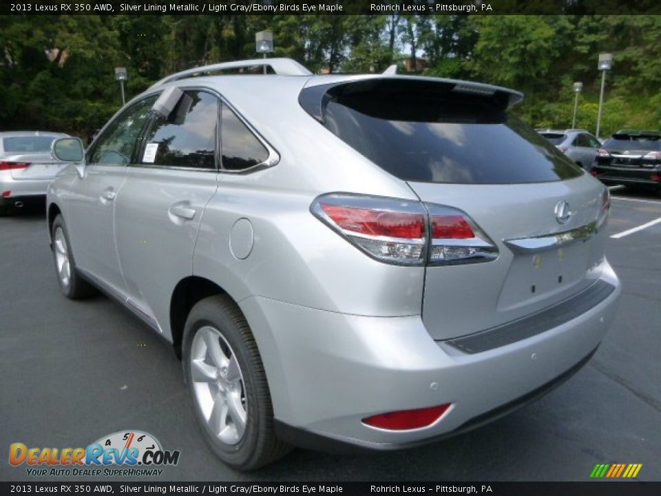 2013 Lexus RX 350 AWD Silver Lining Metallic / Light Gray/Ebony Birds Eye Maple Photo #2