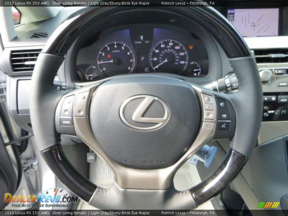 2013 Lexus RX 350 AWD Silver Lining Metallic / Light Gray/Ebony Birds Eye Maple Photo #15