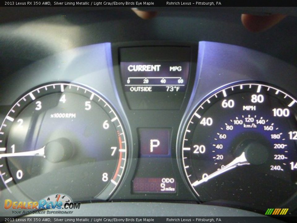2013 Lexus RX 350 AWD Silver Lining Metallic / Light Gray/Ebony Birds Eye Maple Photo #18