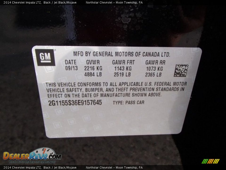 2014 Chevrolet Impala LTZ Black / Jet Black/Mojave Photo #20