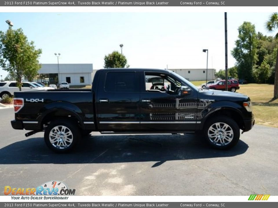 2013 Ford F150 Platinum SuperCrew 4x4 Tuxedo Black Metallic / Platinum Unique Black Leather Photo #4