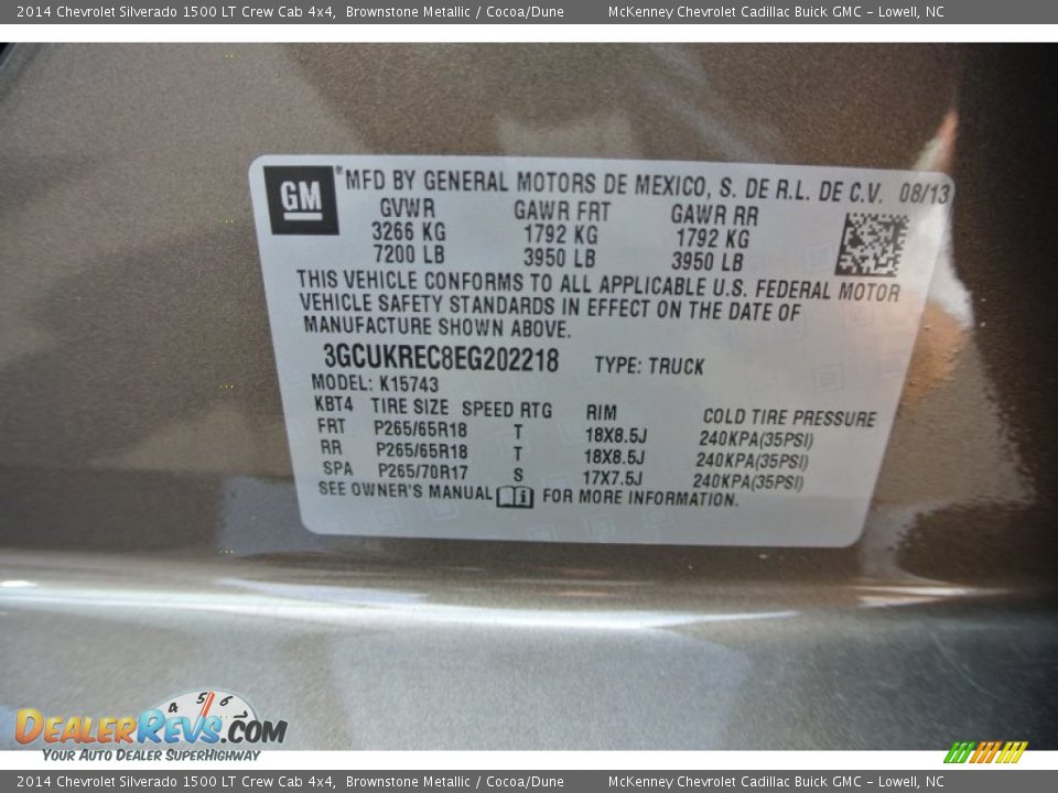 2014 Chevrolet Silverado 1500 LT Crew Cab 4x4 Brownstone Metallic / Cocoa/Dune Photo #7