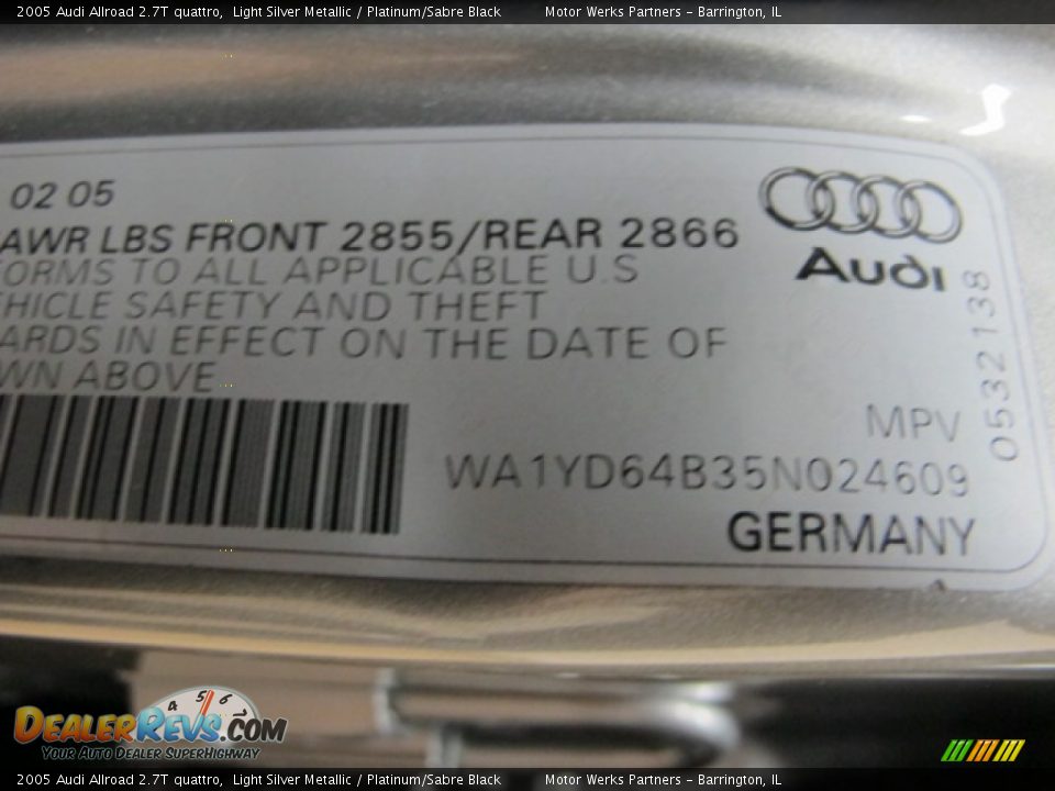 2005 Audi Allroad 2.7T quattro Light Silver Metallic / Platinum/Sabre Black Photo #35