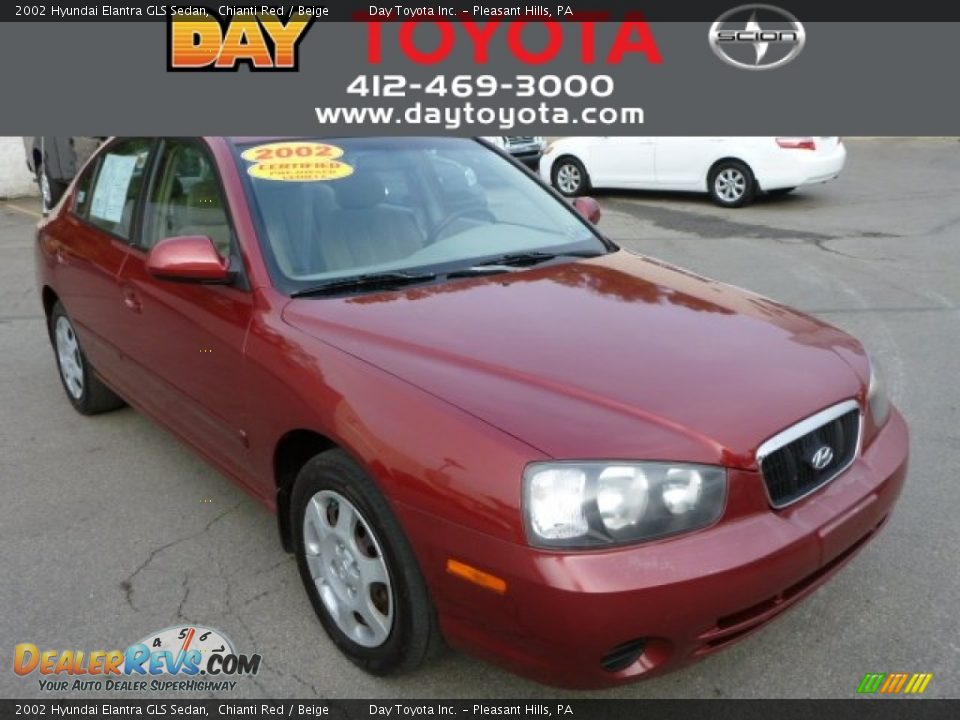 2002 Hyundai Elantra GLS Sedan Chianti Red / Beige Photo #1
