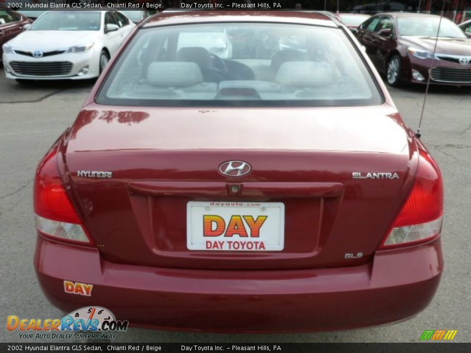 2002 Hyundai Elantra GLS Sedan Chianti Red / Beige Photo #4