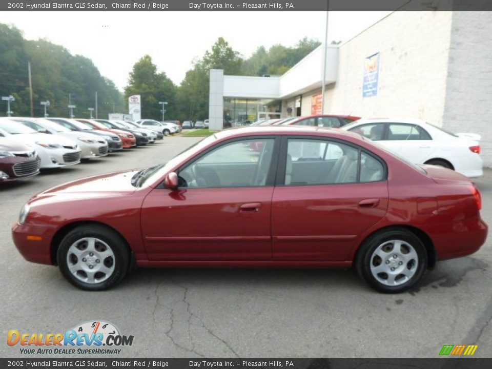 2002 Hyundai Elantra GLS Sedan Chianti Red / Beige Photo #8