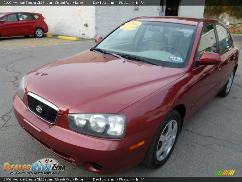 2002 Hyundai Elantra GLS Sedan Chianti Red / Beige Photo #9