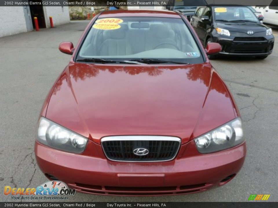 2002 Hyundai Elantra GLS Sedan Chianti Red / Beige Photo #10