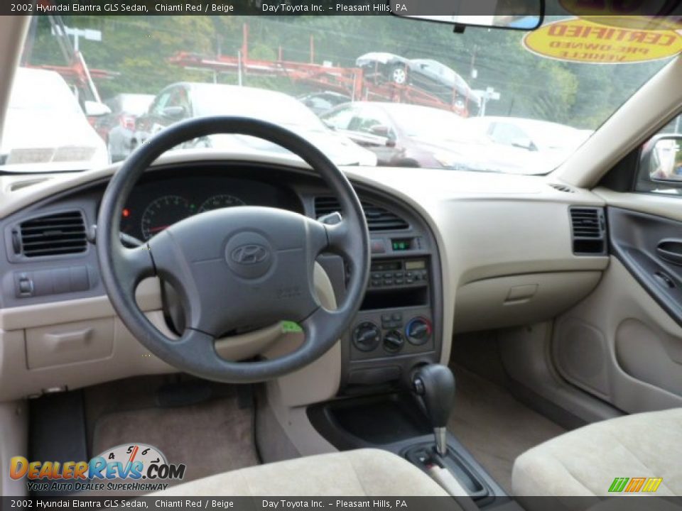 2002 Hyundai Elantra GLS Sedan Chianti Red / Beige Photo #14