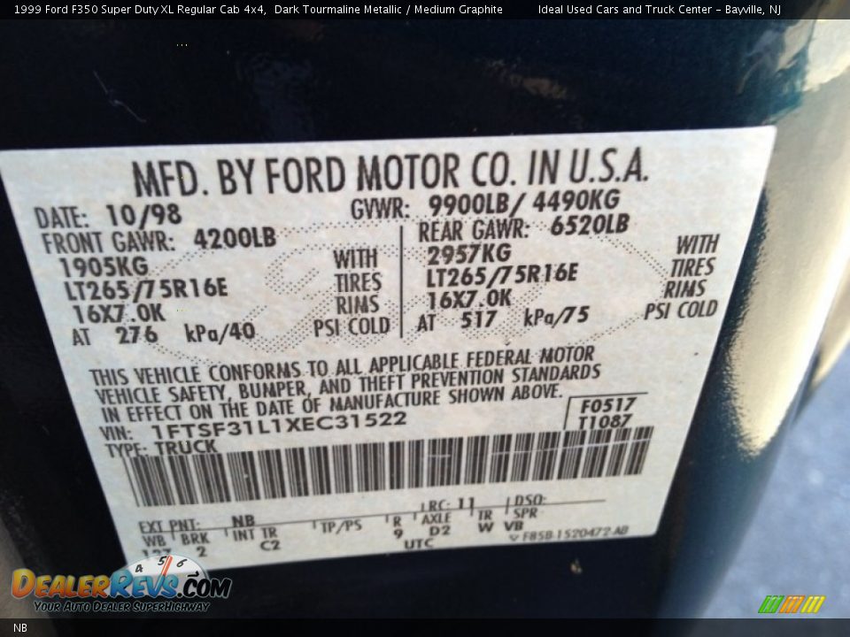 Ford Color Code NB Dark Tourmaline Metallic