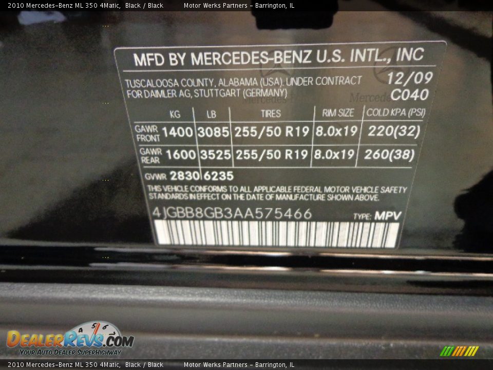 2010 Mercedes-Benz ML 350 4Matic Black / Black Photo #15
