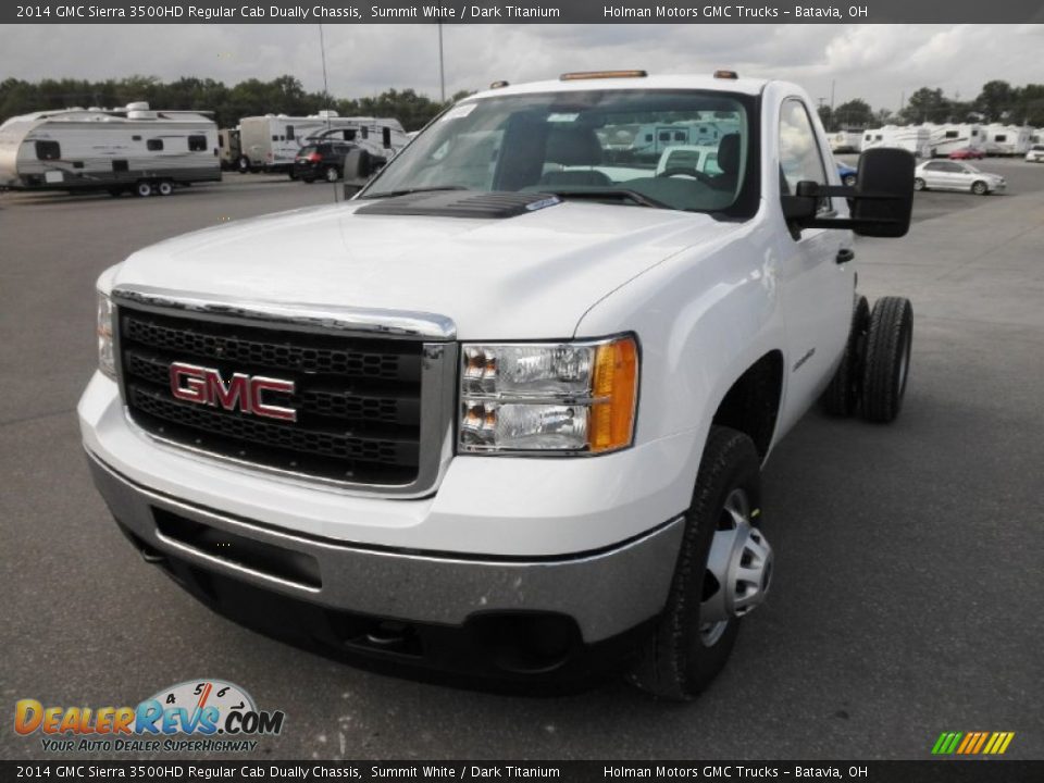 2014 GMC Sierra 3500HD Regular Cab Dually Chassis Summit White / Dark Titanium Photo #3