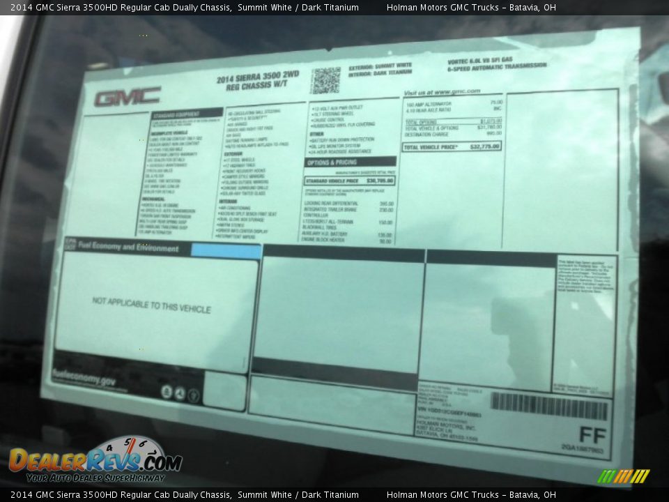 2014 GMC Sierra 3500HD Regular Cab Dually Chassis Window Sticker Photo #14