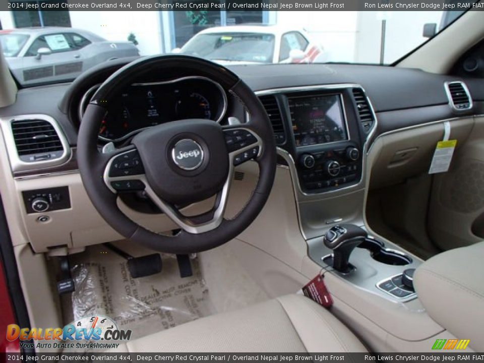 2014 Jeep Grand Cherokee Overland 4x4 Deep Cherry Red Crystal Pearl / Overland Nepal Jeep Brown Light Frost Photo #12