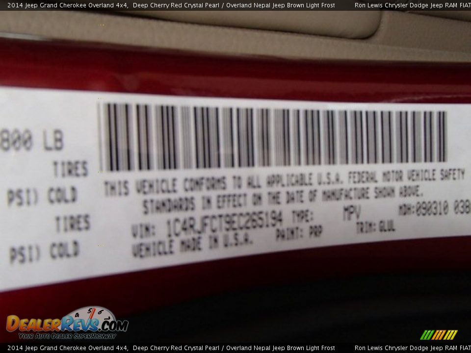 2014 Jeep Grand Cherokee Overland 4x4 Deep Cherry Red Crystal Pearl / Overland Nepal Jeep Brown Light Frost Photo #20
