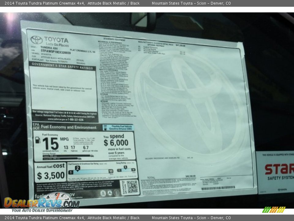 2014 Toyota Tundra Platinum Crewmax 4x4 Window Sticker Photo #11