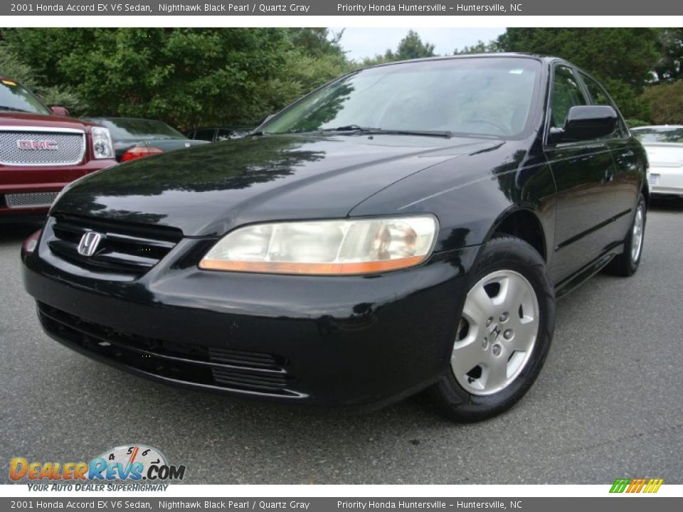 2001 Honda Accord EX V6 Sedan Nighthawk Black Pearl / Quartz Gray Photo #1
