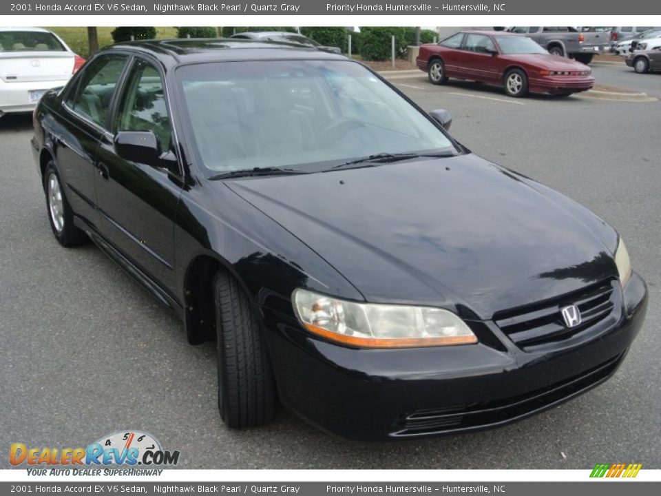 2001 Honda Accord EX V6 Sedan Nighthawk Black Pearl / Quartz Gray Photo #2