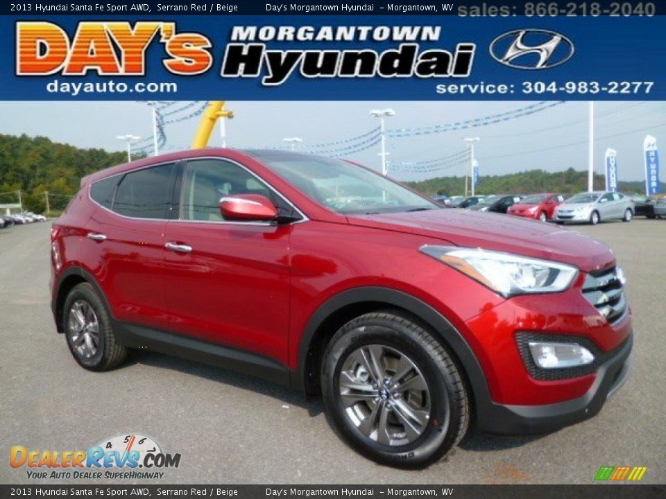 2013 Hyundai Santa Fe Sport AWD Serrano Red / Beige Photo #1
