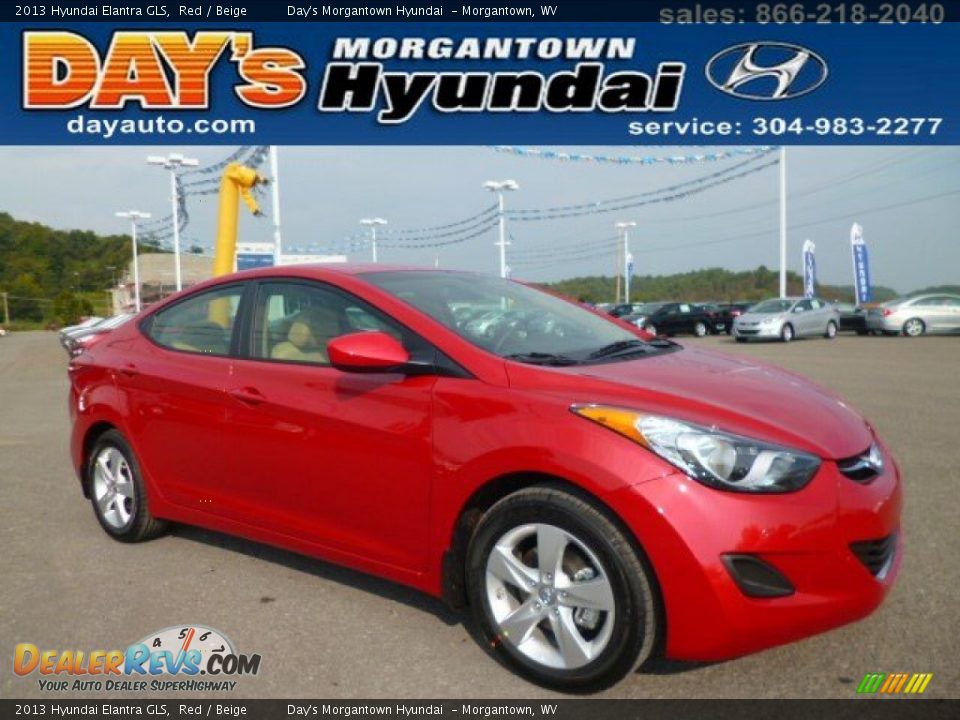 2013 Hyundai Elantra GLS Red / Beige Photo #1