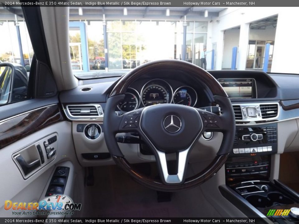 2014 Mercedes-Benz E 350 4Matic Sedan Indigo Blue Metallic / Silk Beige/Espresso Brown Photo #7
