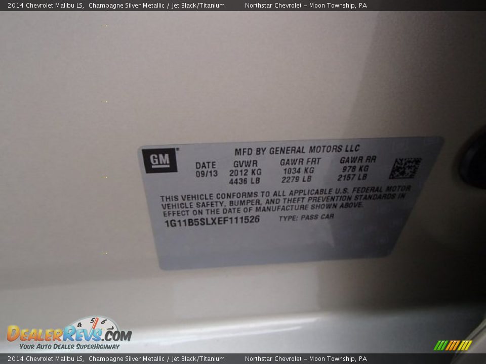 2014 Chevrolet Malibu LS Champagne Silver Metallic / Jet Black/Titanium Photo #20