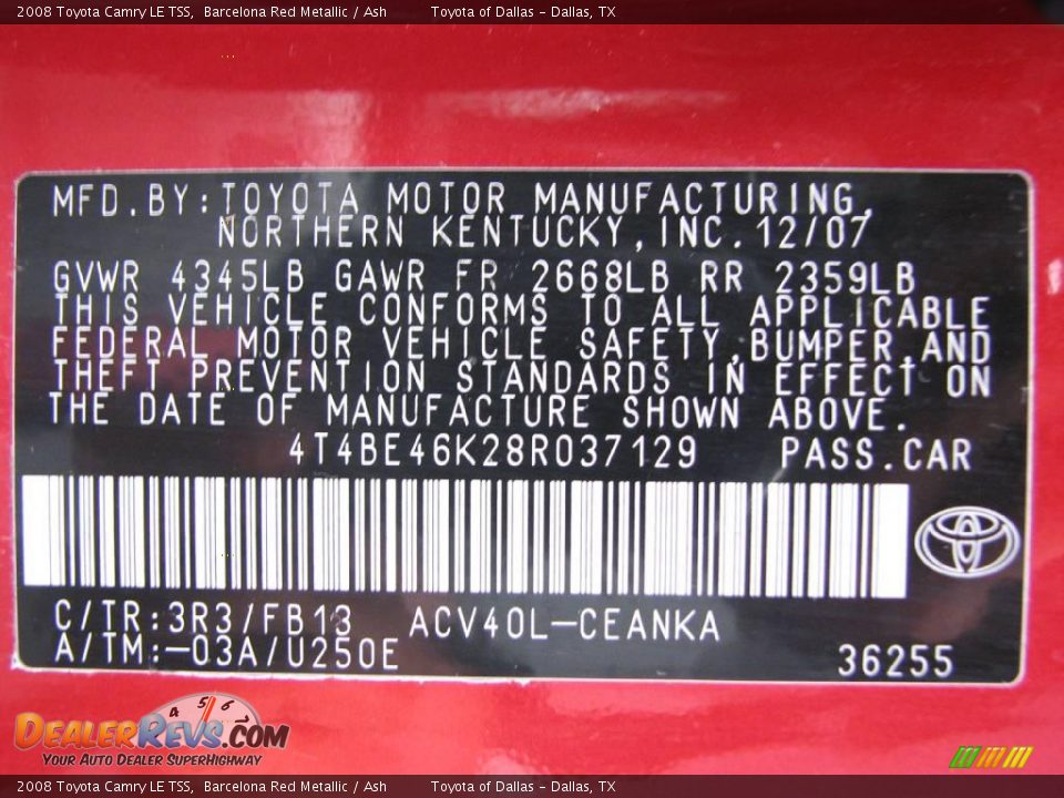 2008 Toyota Camry LE TSS Barcelona Red Metallic / Ash Photo #15