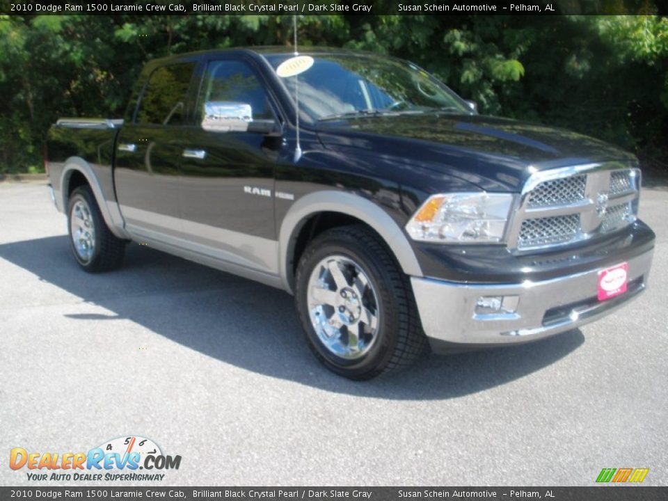 2010 Dodge Ram 1500 Laramie Crew Cab Brilliant Black Crystal Pearl / Dark Slate Gray Photo #1
