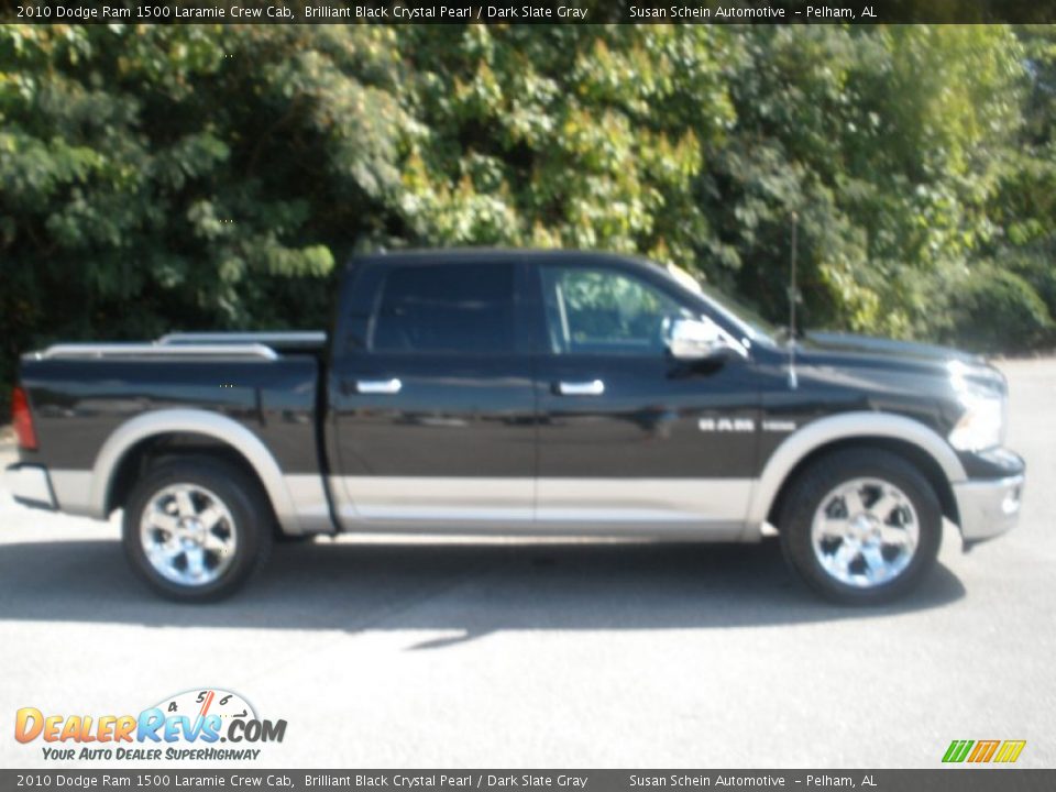 2010 Dodge Ram 1500 Laramie Crew Cab Brilliant Black Crystal Pearl / Dark Slate Gray Photo #2