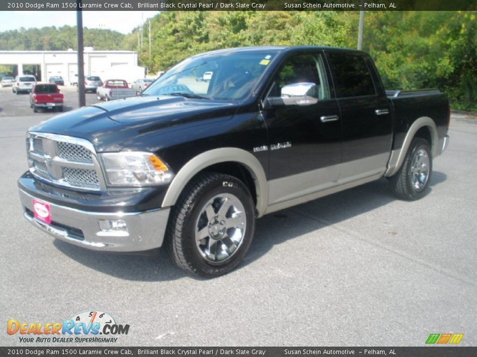 2010 Dodge Ram 1500 Laramie Crew Cab Brilliant Black Crystal Pearl / Dark Slate Gray Photo #3