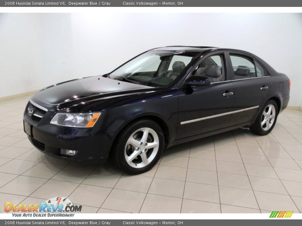 2008 Hyundai Sonata Limited V6 Deepwater Blue / Gray Photo #3