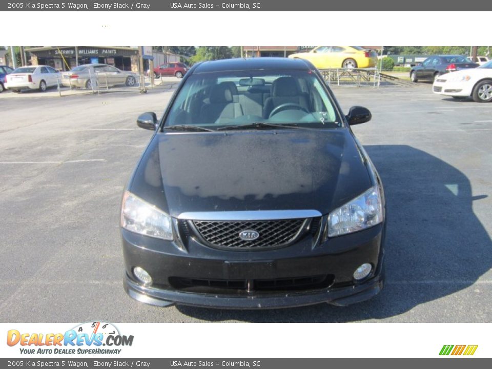 2005 Kia Spectra 5 Wagon Ebony Black / Gray Photo #1